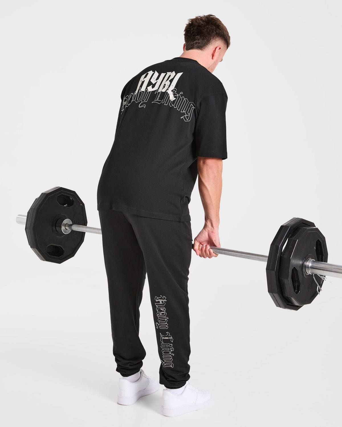 Heavy Lifting Gothic Oversized Joggers - Noir/Off Blanc