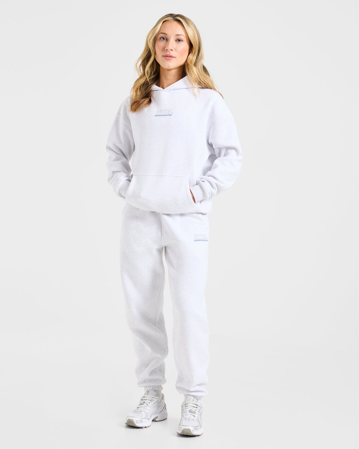 Athletics Track Oversized Hoodie - Heather Gris/Slate Bleu