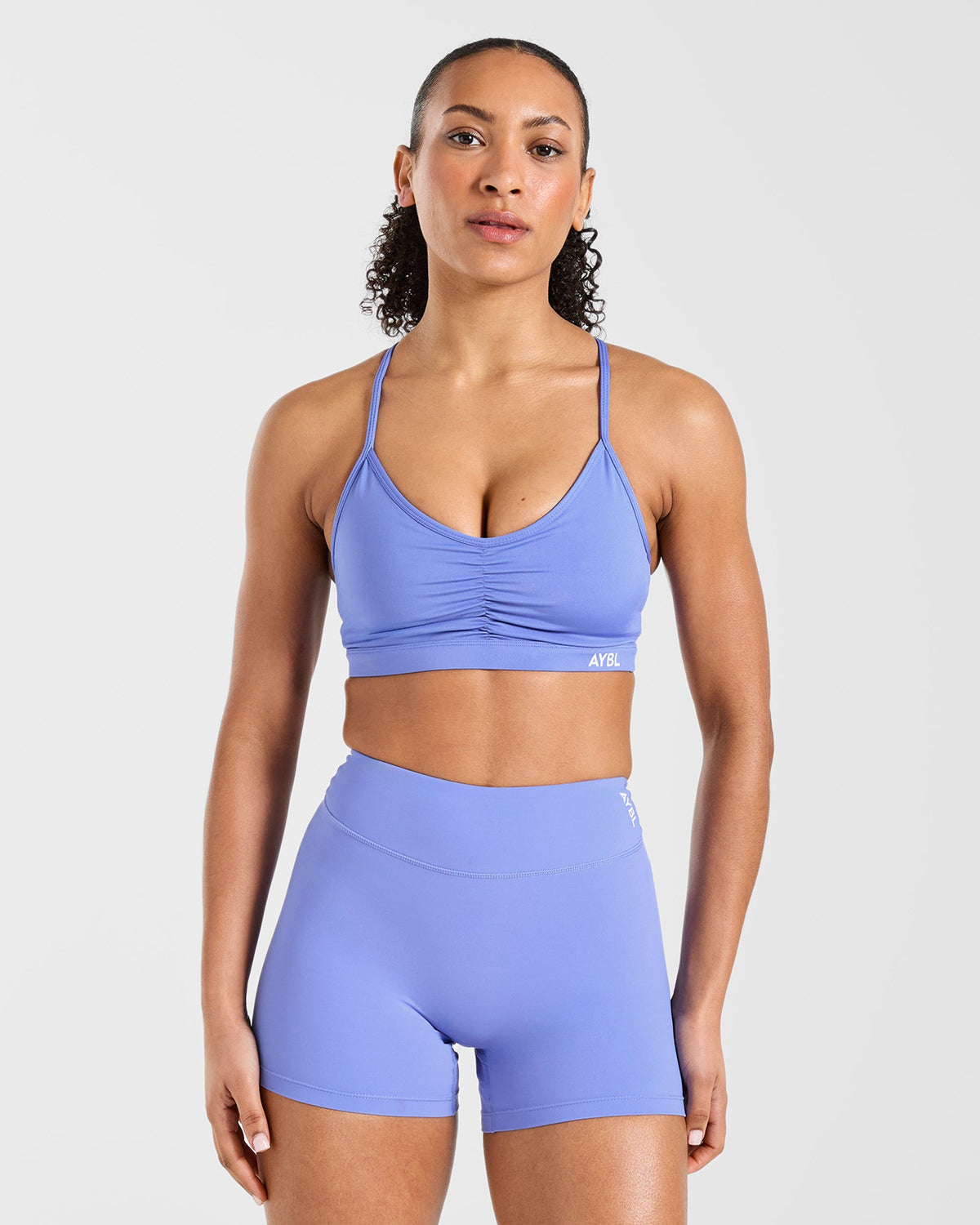 Essential Ruched Sports Bra - Cornflower Violet