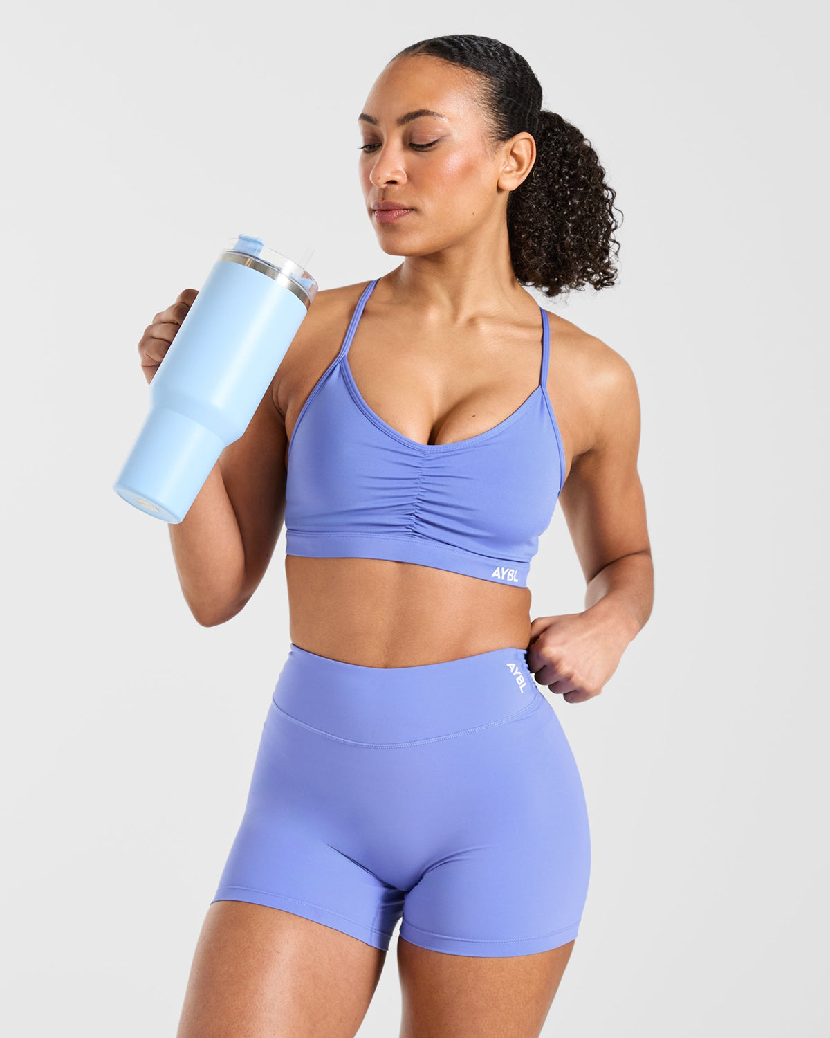 Essential Ruched Sports Bra - Cornflower Violet