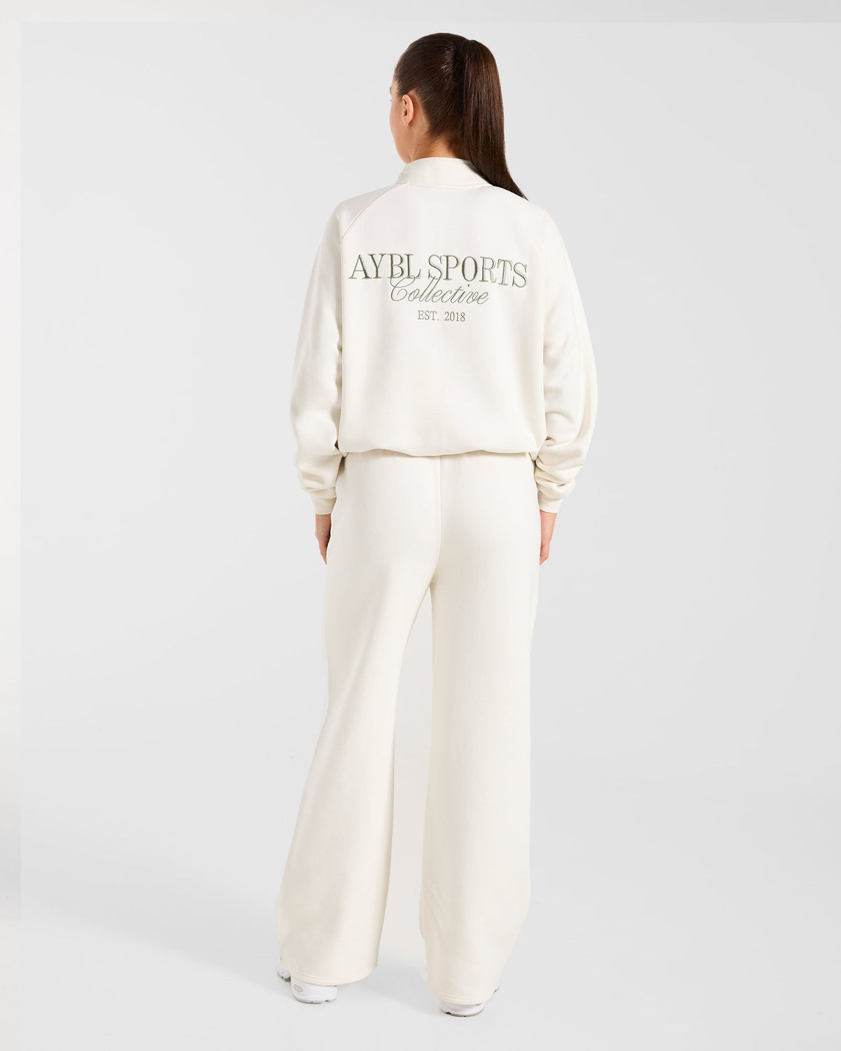 Sports Collective Oversized 1/4 Zip Pullover - Off Blanc/Vert