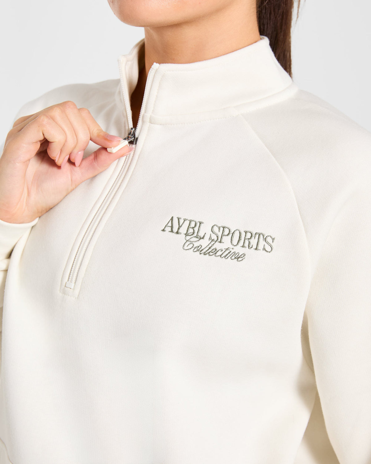 Sports Collective Oversized 1/4 Zip Pullover - Off Blanc/Vert