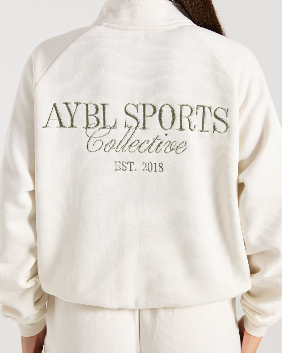Sports Collective Oversized 1/4 Zip Pullover - Off Blanc/Vert