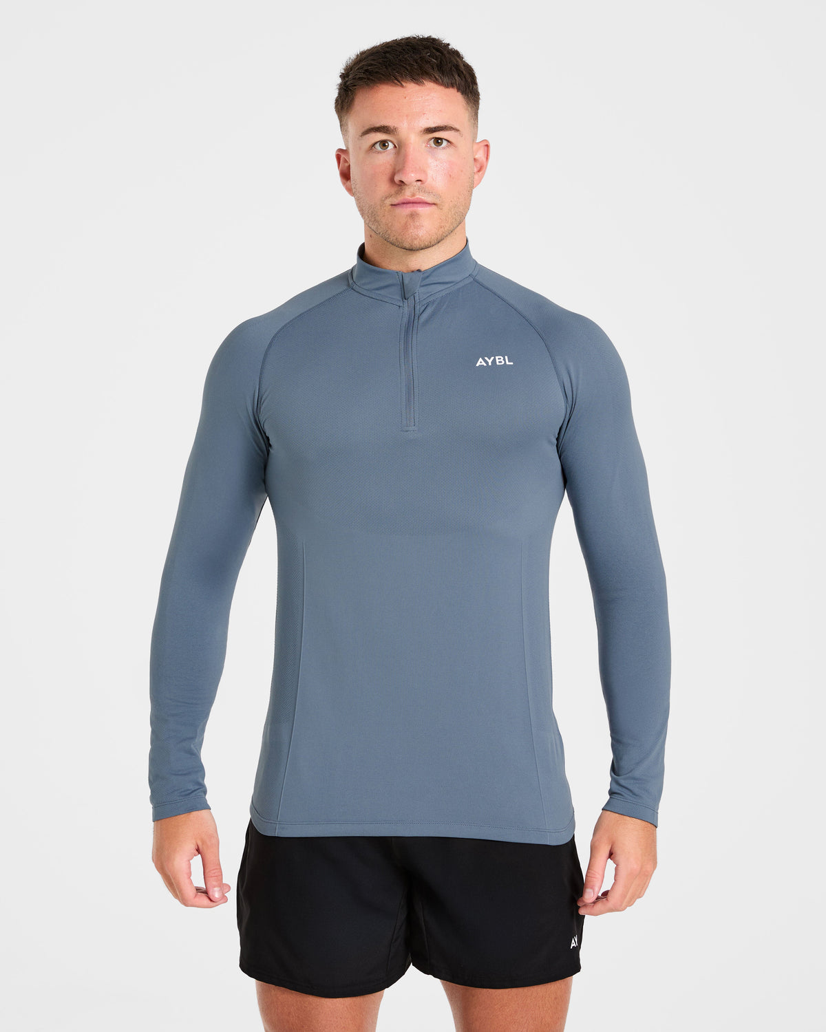 Essential Seamless 1/4 Zip Pullover  - Slate Bleu