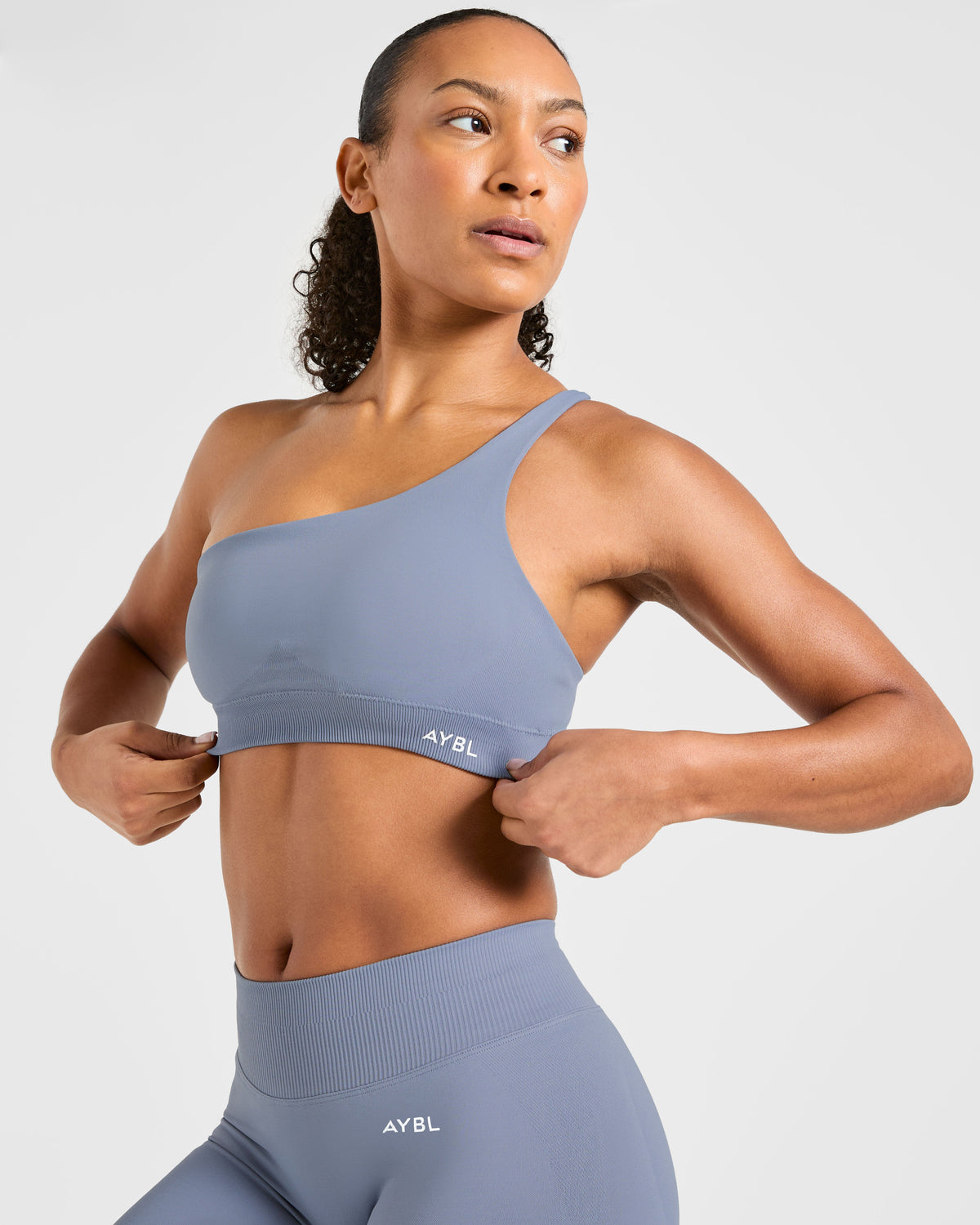 Enhance Seamless One Shoulder Sports Bra - Slate Bleu