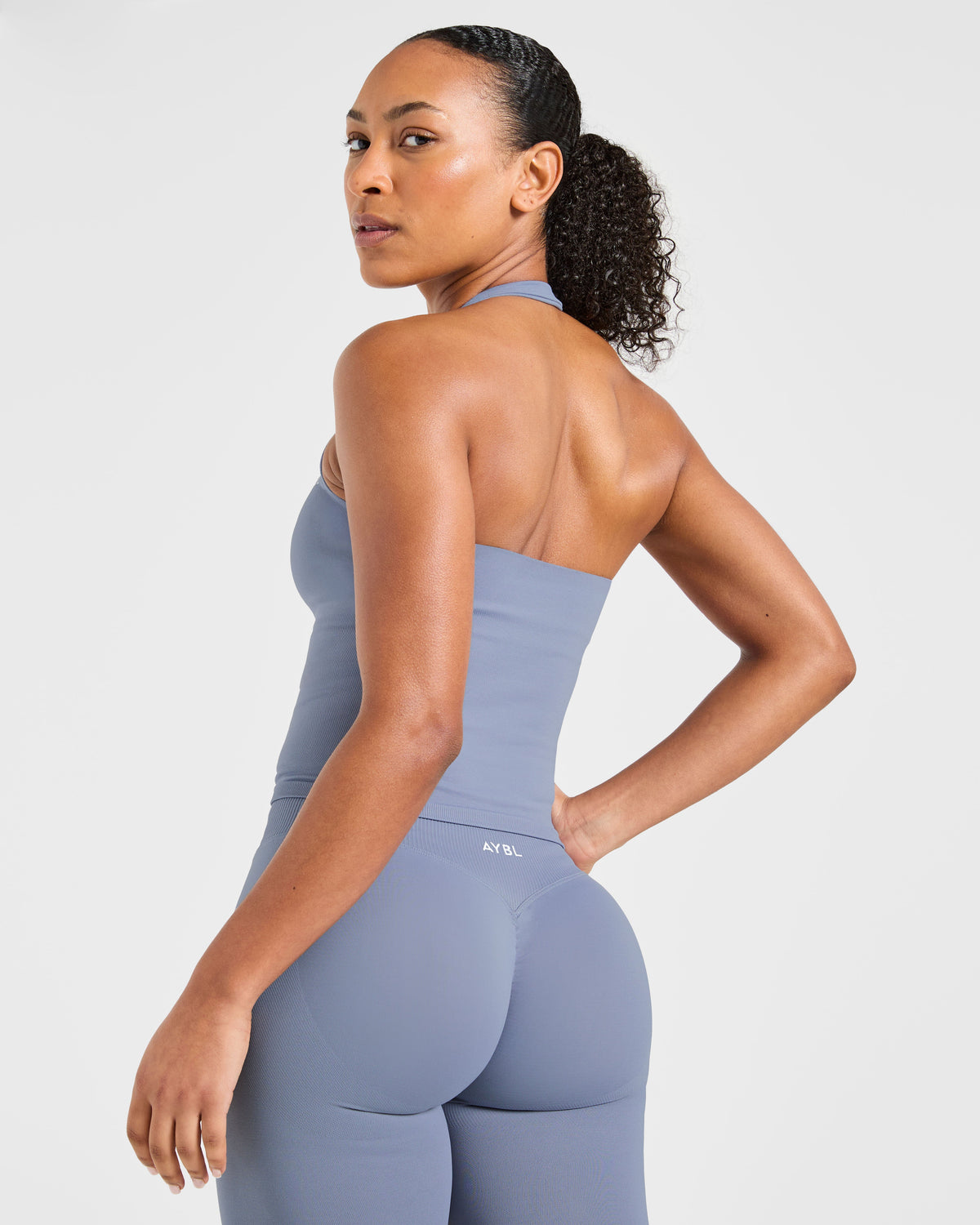Enhance Seamless Halterneck Top - Slate Bleu