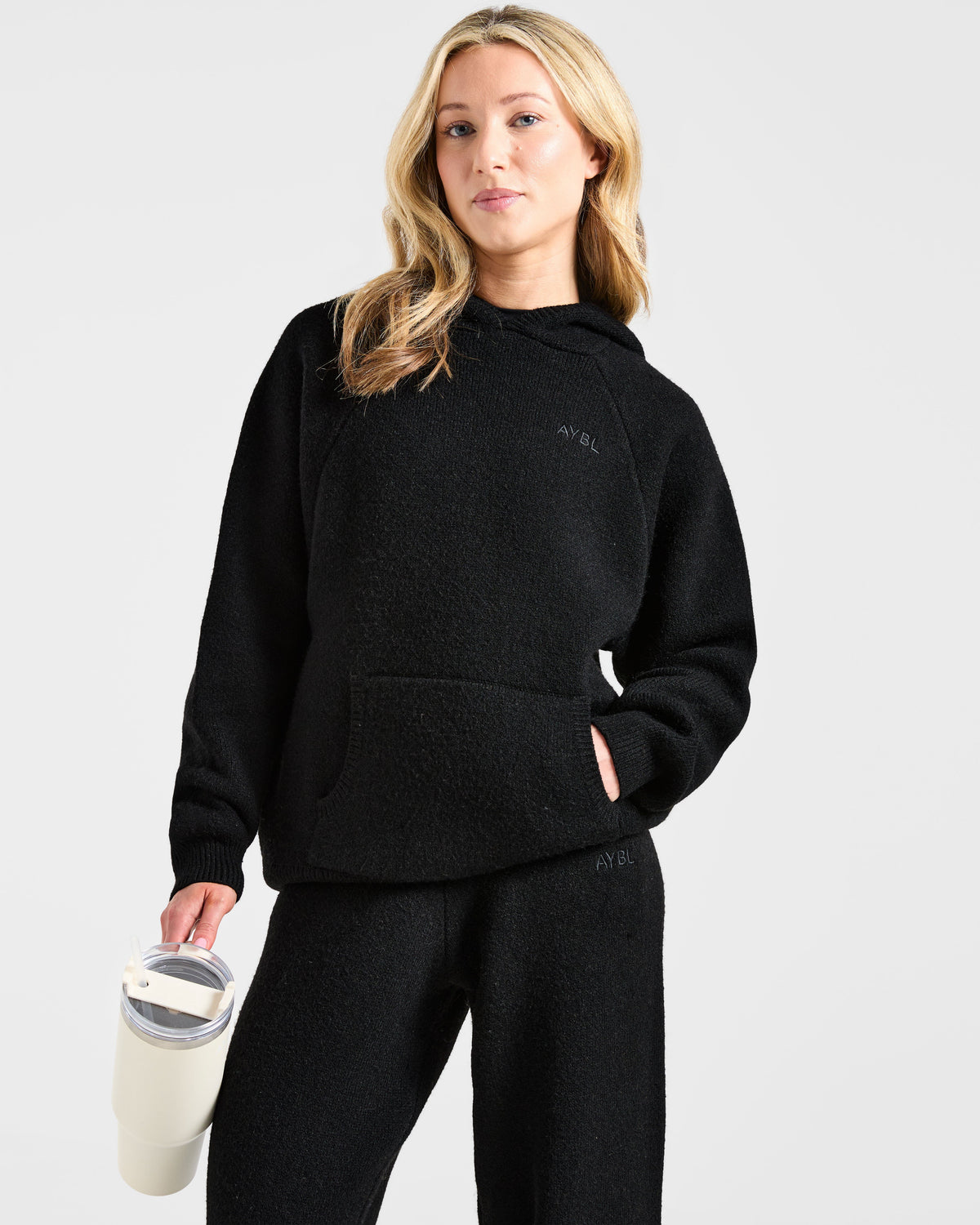 Soft Oversized Knitted Hoodie - Noir