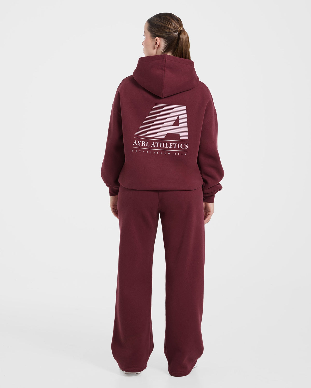 Retro Athletics Oversized Straight Leg Joggers - Deep Raspberry/Rose