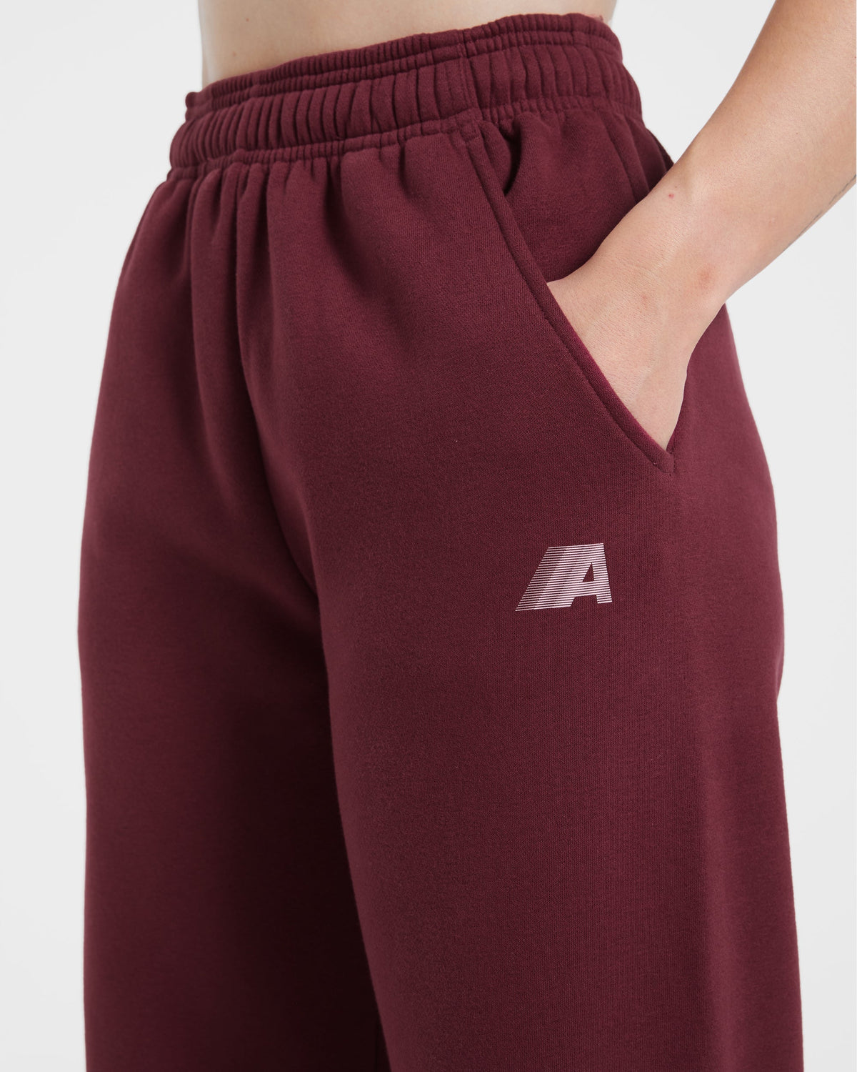 Retro Athletics Oversized Straight Leg Joggers - Deep Raspberry/Rose