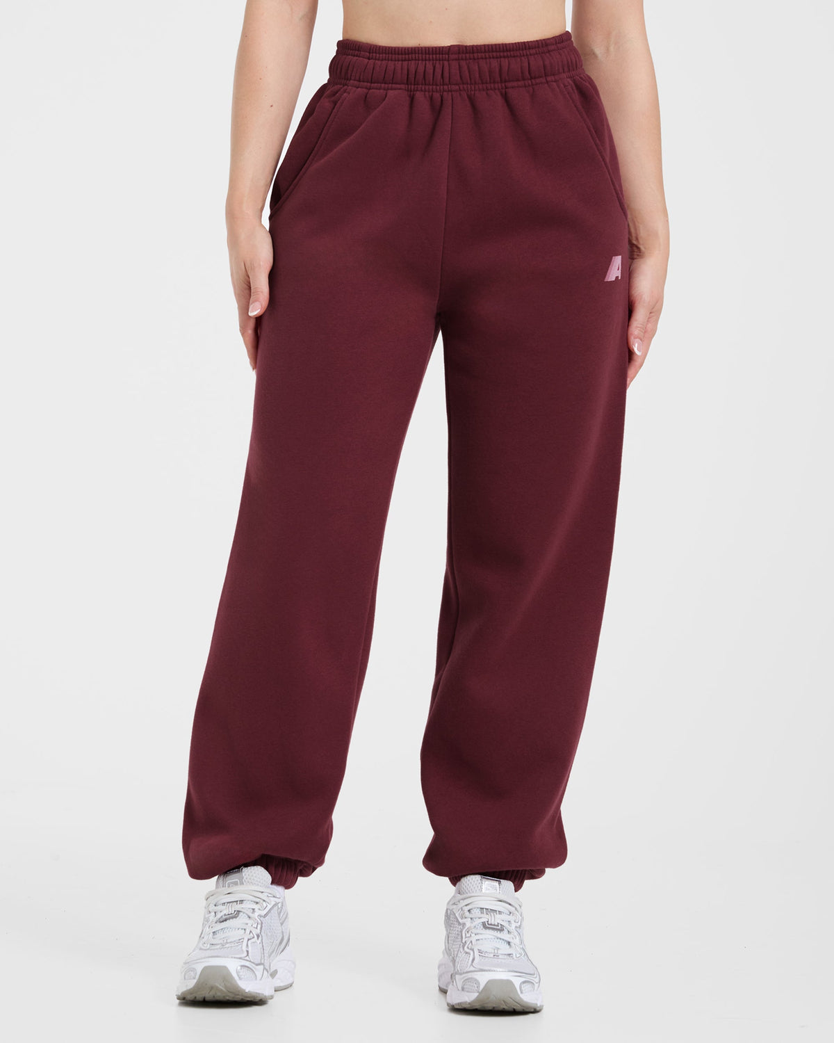 Retro Athletics Oversized Joggers - Deep Raspberry/Rose