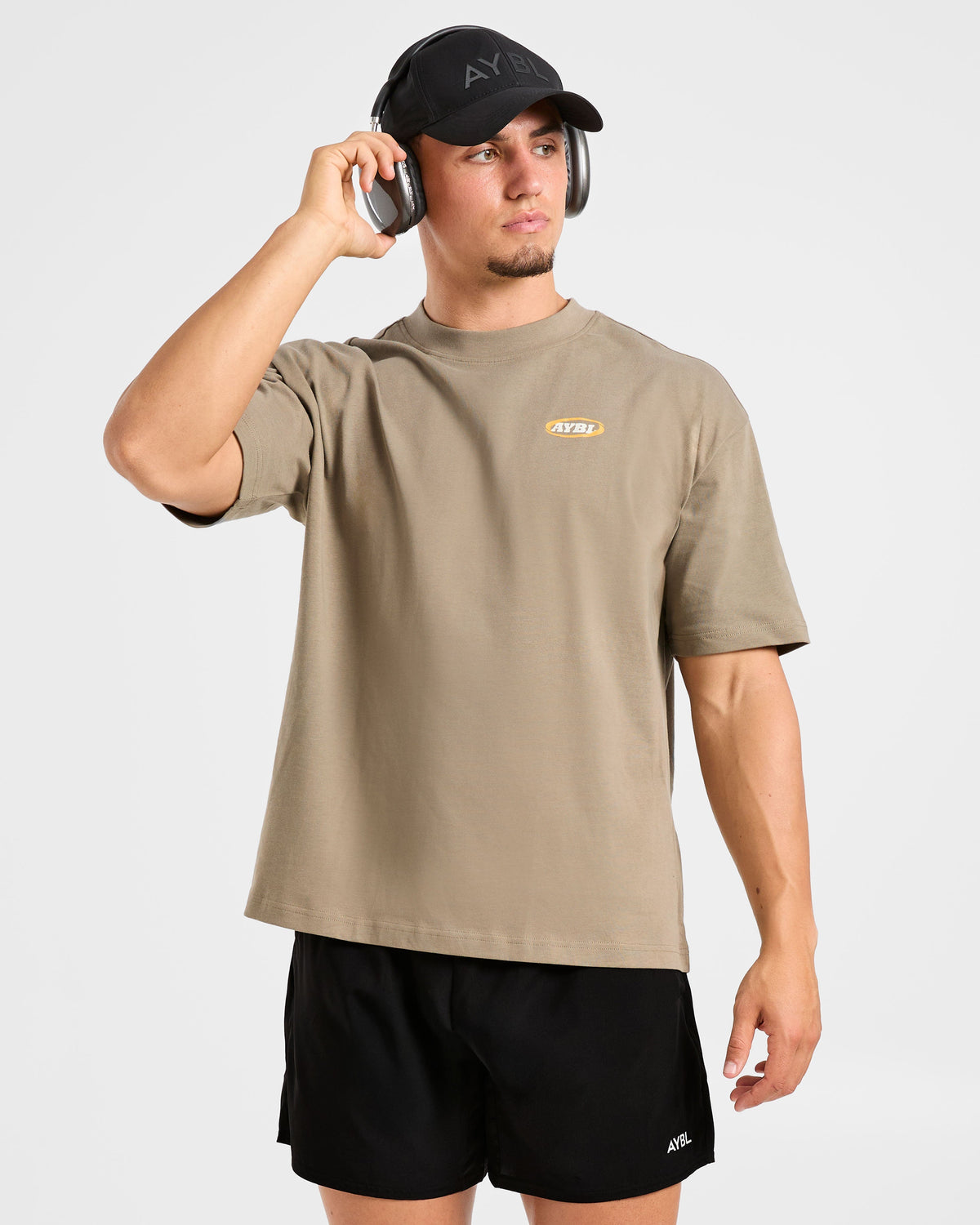 Athletics Script Oversized T Shirt - Olive Sand