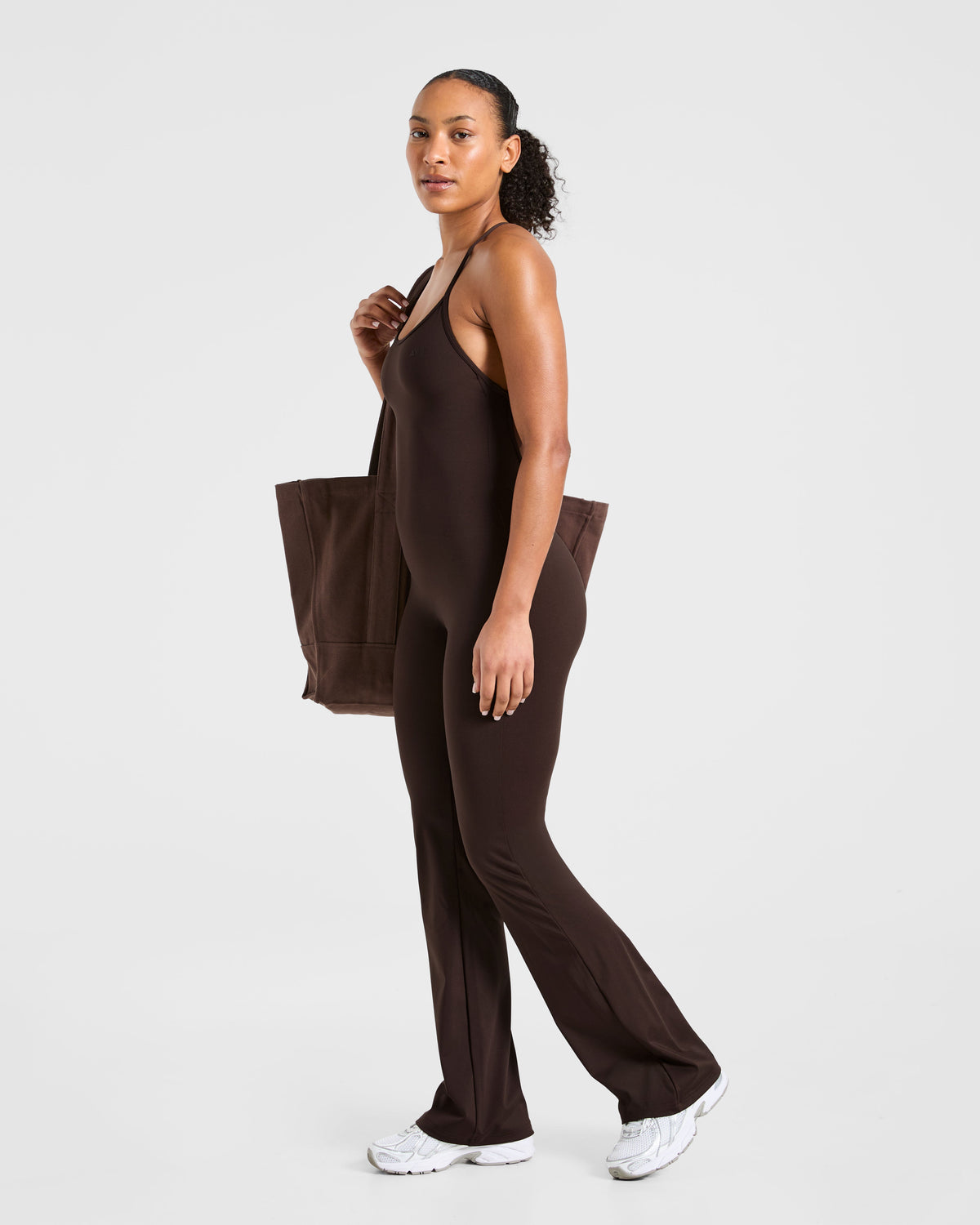 Sculpt Backless Flared All In One - Deep Cocoa Marron