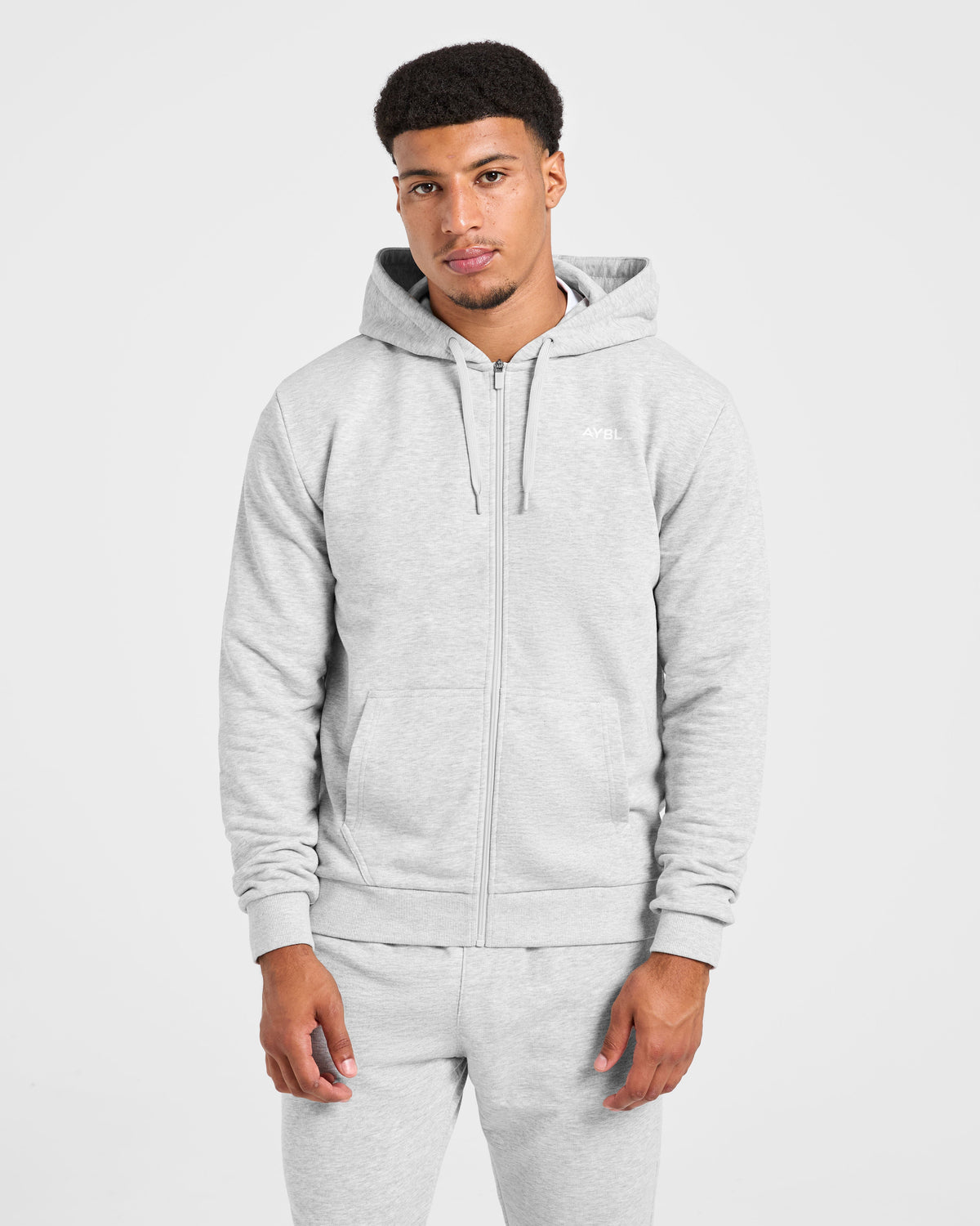 Essential Lightweight Zip Up Hoodie - Gris Marl