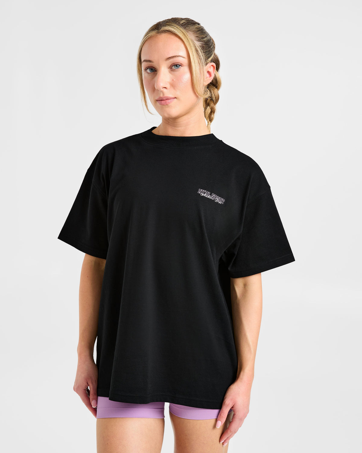 Varsity Dept. Oversized T Shirt - Noir/Lilac