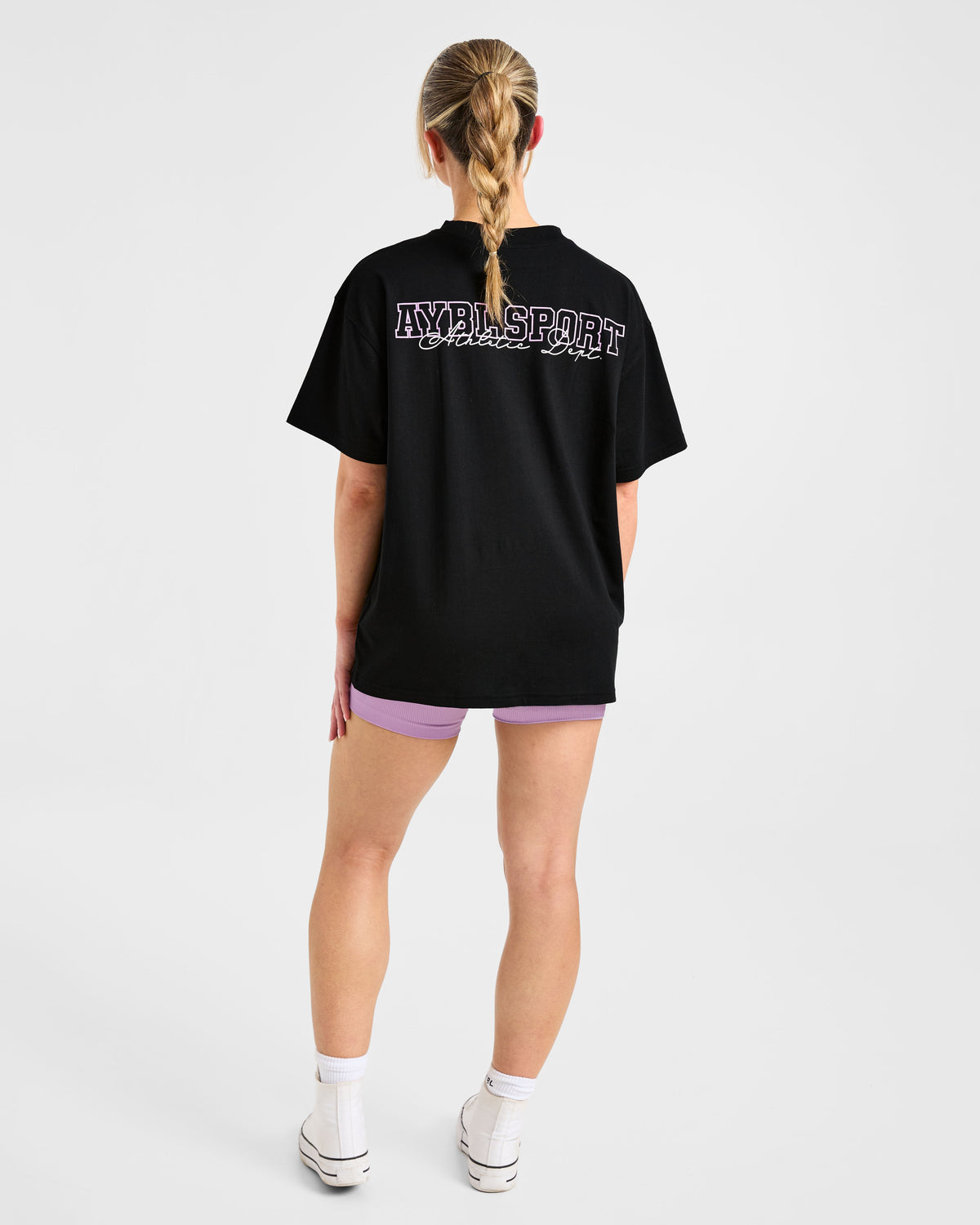 Varsity Dept. Oversized T Shirt - Noir/Lilac