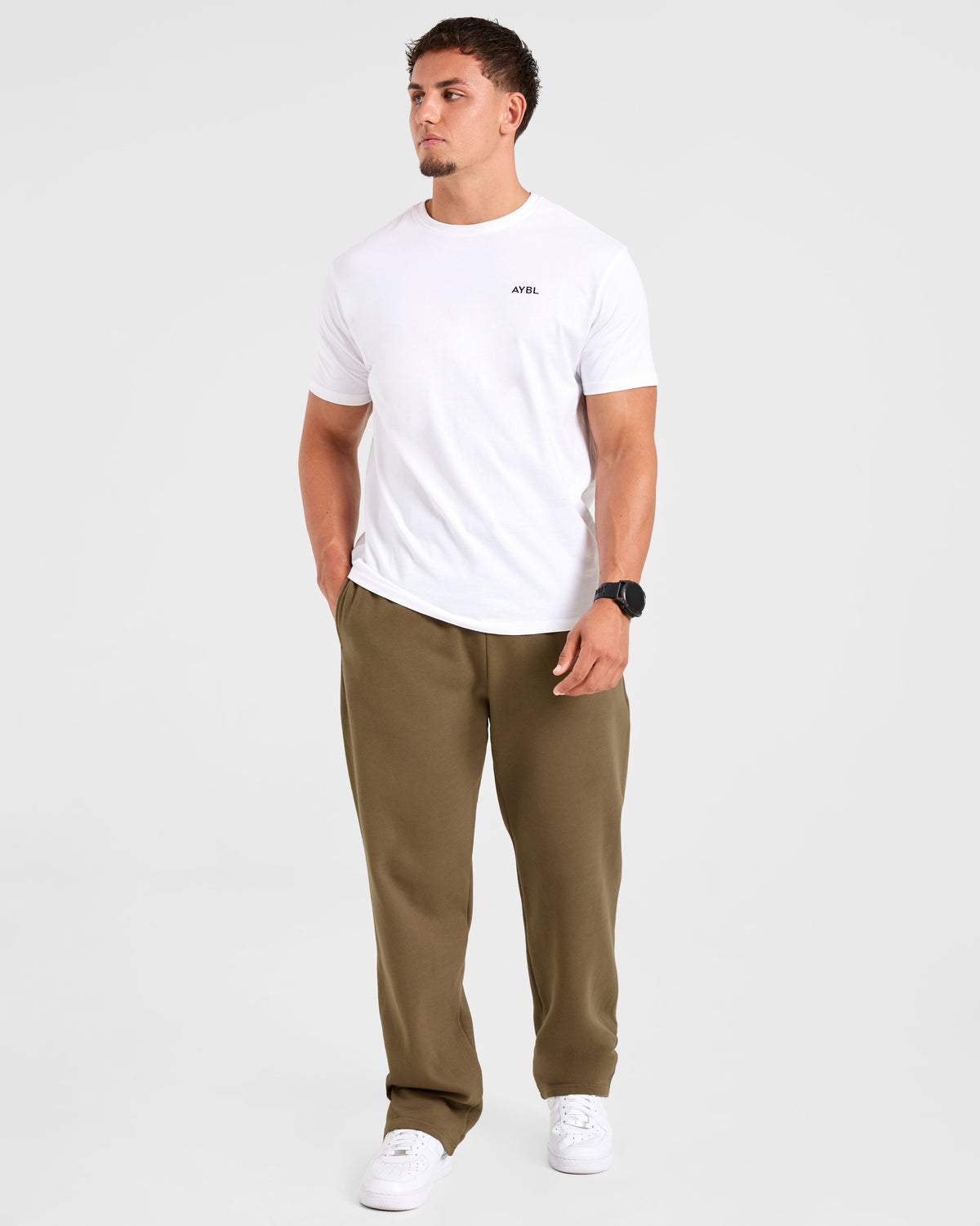 Essential Oversized Straight Leg Joggers- Olive Vert