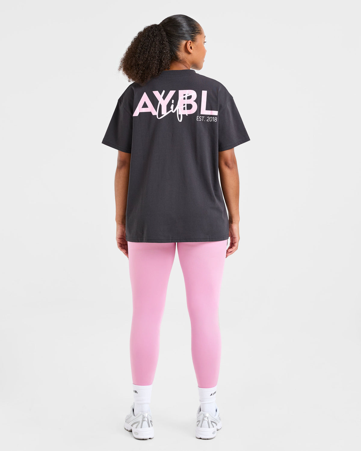 Lift Graphic Oversized T Shirt - Charcoal/Rose
