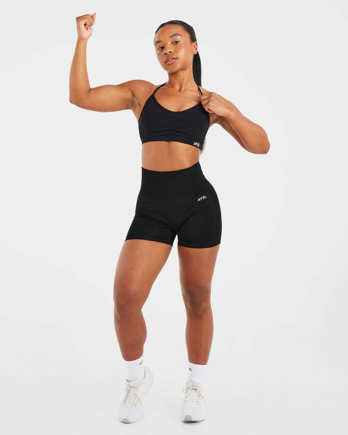 Essential Ruched Sports Bra - Noir