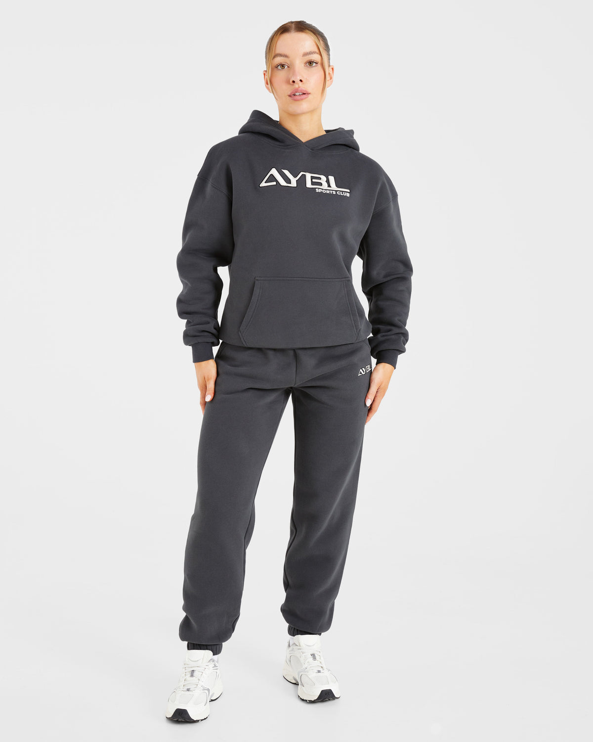 Retro Embroidered Oversized Joggers - Charcoal