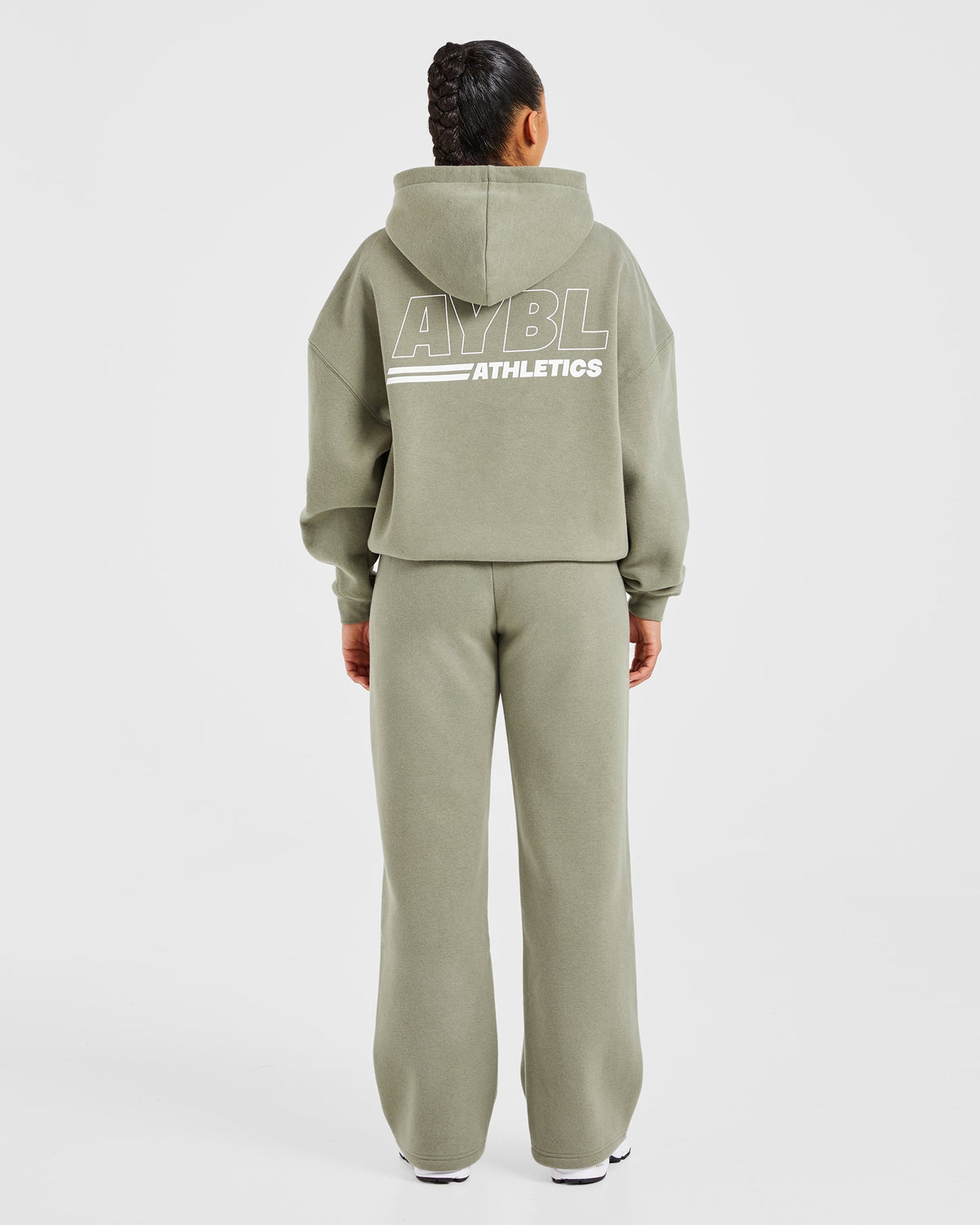 Athletics Track Oversized Straight Leg Joggers - Muted Olive