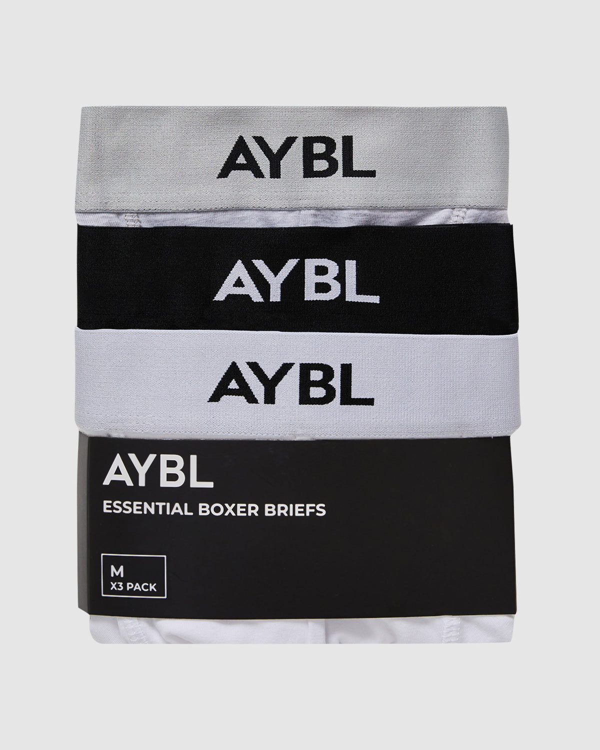 Essential Boxer Brief (3 pack) - Noir/Blanc/Gris