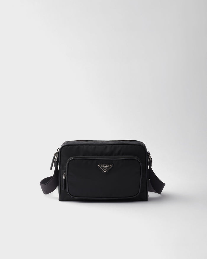 Petit sac porté épaule en Re-Nylon et cuir Saffia