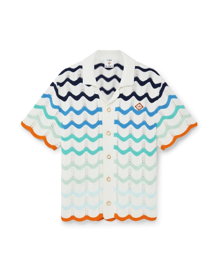 Gradient Wave Crochet Shirt